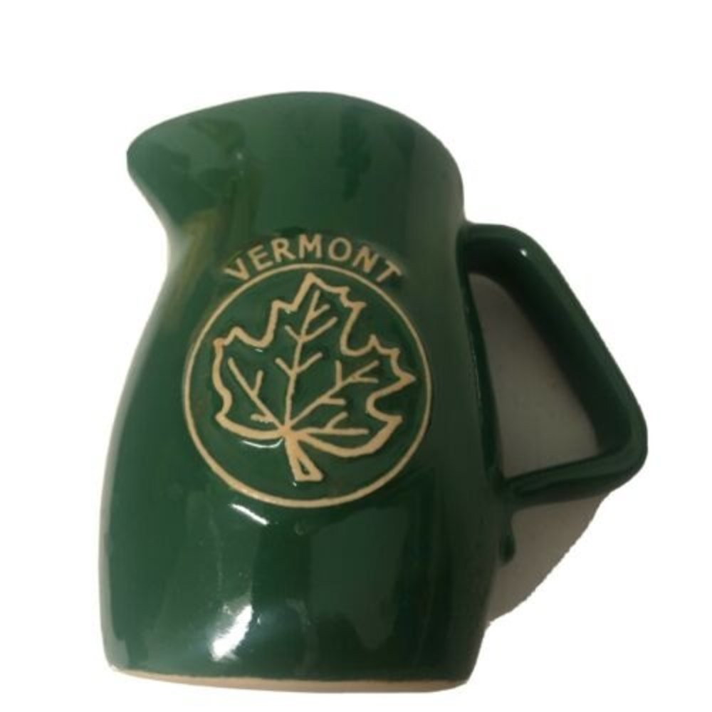 Onion River Pottery Vintage Stoneware Green  4" SYRUP PITCHER or CREAMER